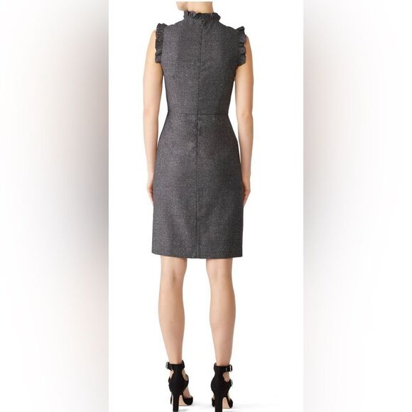 Rebecca Taylor Grey Ruffle Wool Silk Dress Size 2 - Picture 2 of 5